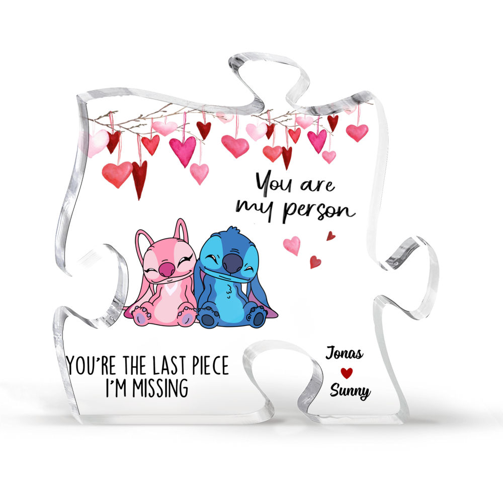 Personalized Plaque - You are my Person - You're the last Piece I'm Missing - Stitch and Angel Gift - Personalized gift - Best Gift For Couple - Personalized Desktop_2