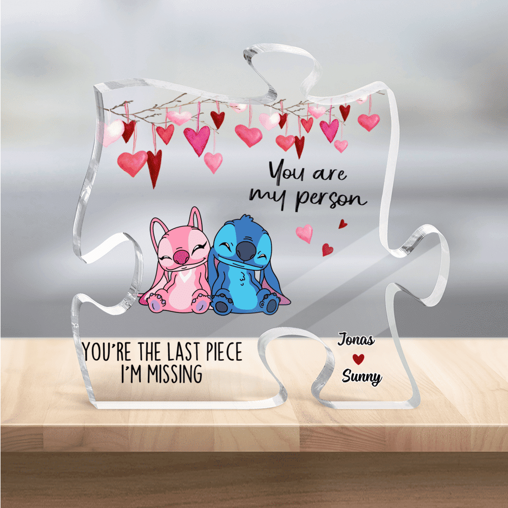 Personalized Plaque - You are my Person - You're the last Piece I'm Missing - Stitch and Angel Gift - Personalized gift - Best Gift For Couple - Personalized Desktop_1