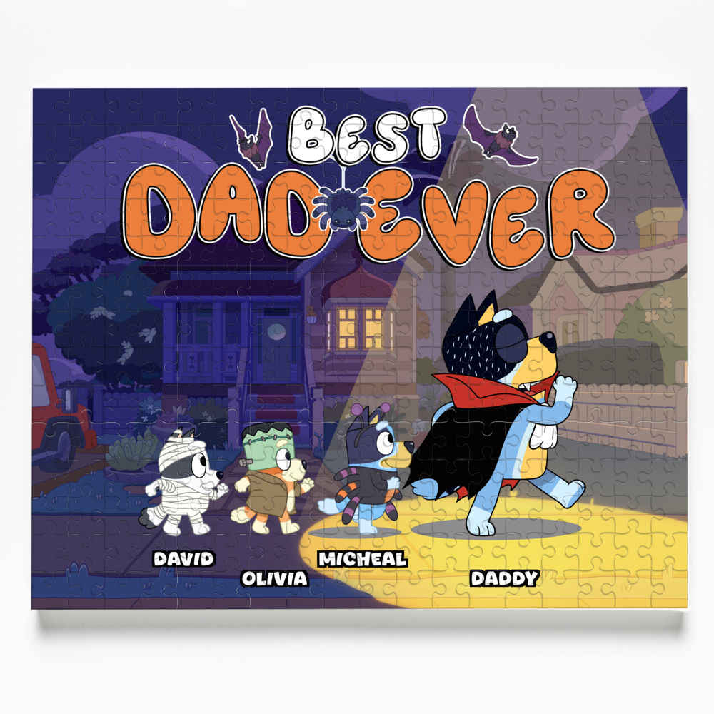 Halloween jigsaw Puzzles - Best Dad Ever - Bluey Halloween - Bluey Family - Personalized Puzzle_7