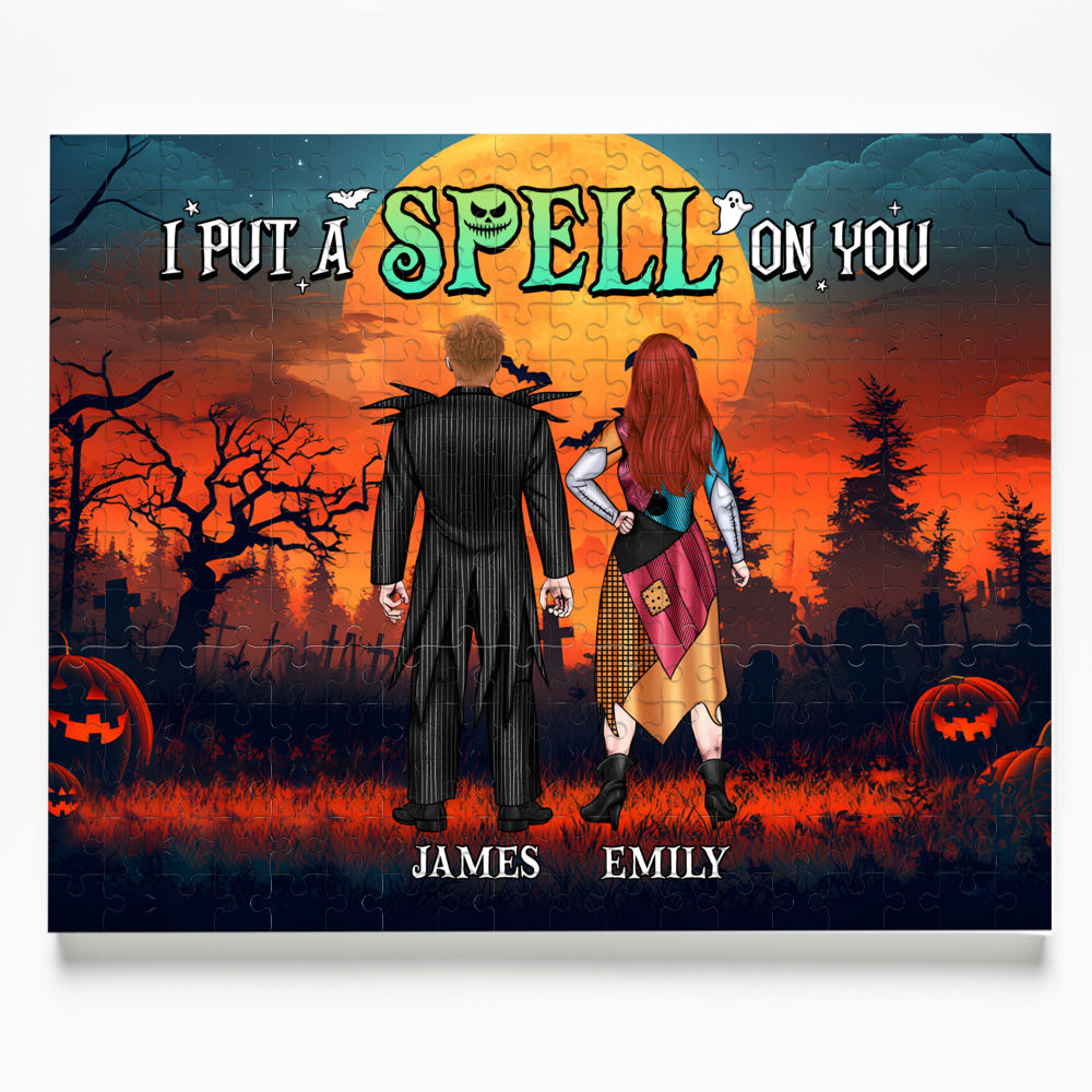 Personalized Jigsaw Puzzles - Halloween Couple Puzzle - "I Put A Spell On You" - Gift For Couple - Personalized Puzzle_5