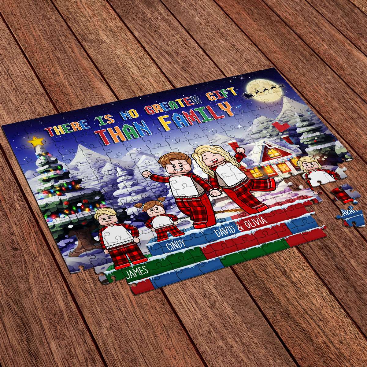 Personalized Jigsaw Puzzles - There is no Greater Gift than Family - Lego Figure Family Christmas Together - Personalized Puzzle_6