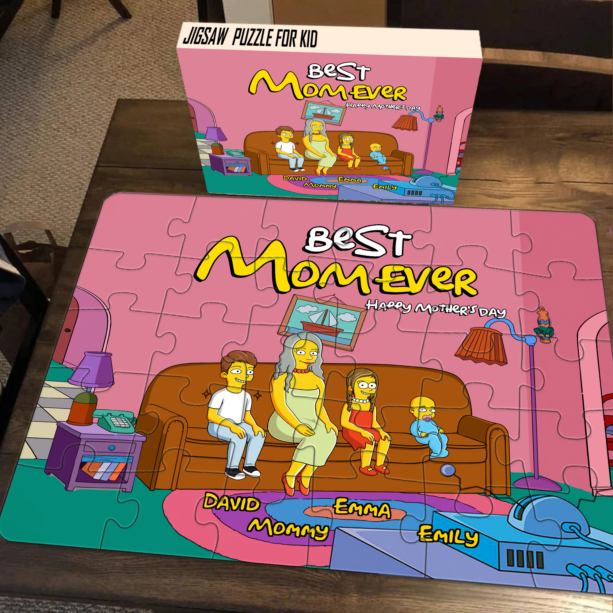 Personalized Jigsaw Puzzles - The Simpson Family - BEST MOM EVER