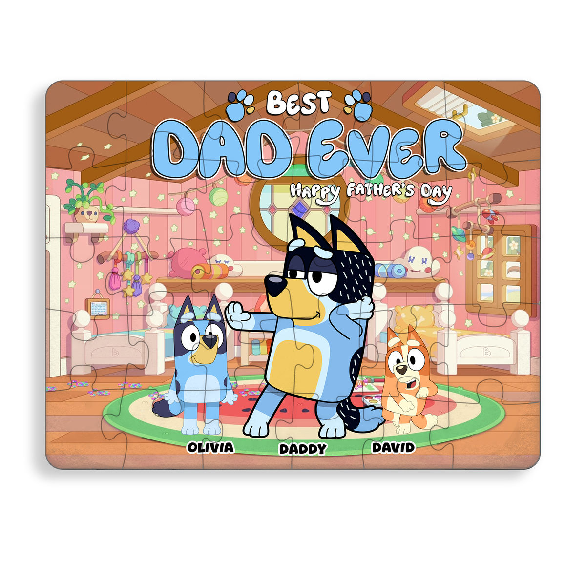Personalized Jigsaw Puzzles - Bluey Family - Best Dad Ever - Happy Father's Day 2024 - Personalized Puzzle_2