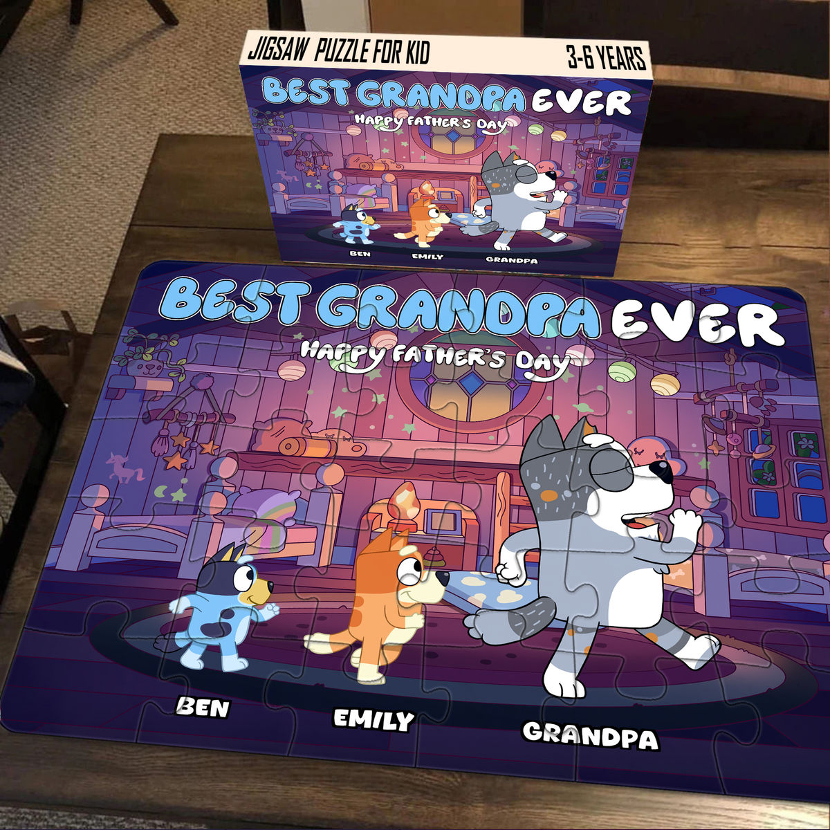 Personalized Jigsaw Puzzles - Bluey Family - BEST DAD EVER (57301) - Personalized Puzzle_2