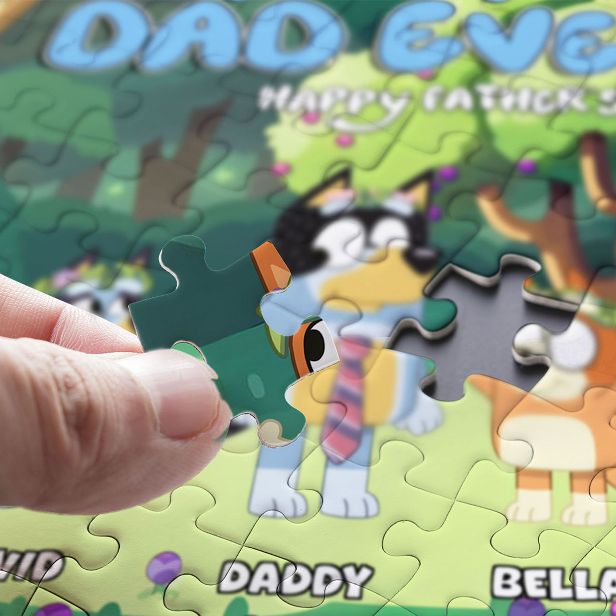 Jigsaw Puzzle Personalized - Father's Day Gift - Best Dad Ever - Bluey Family (42596) - Personalized Puzzle_1