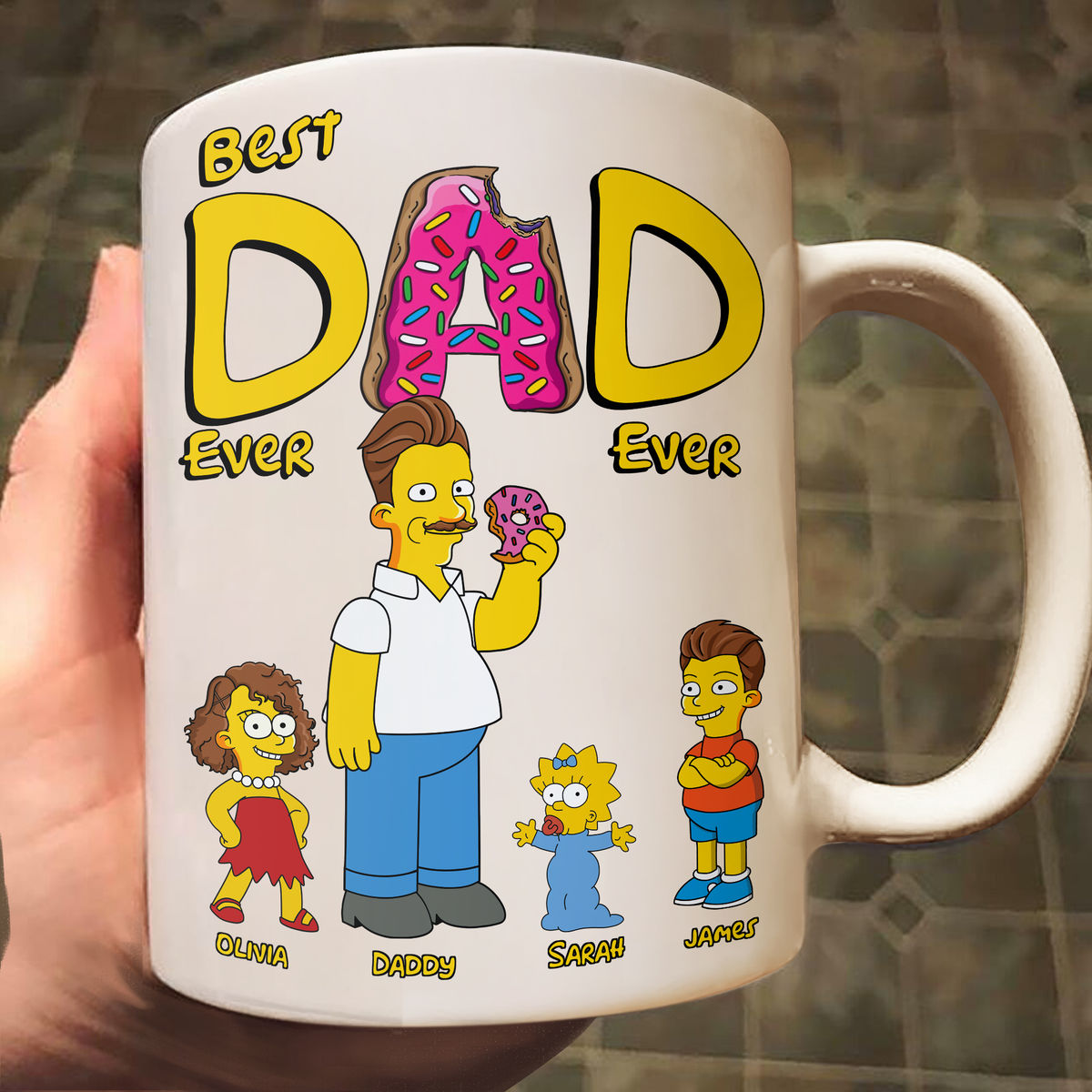 Mug - Best Dad Ever - The Simpsons Family - Father's Day 2024 - Personalized Mug