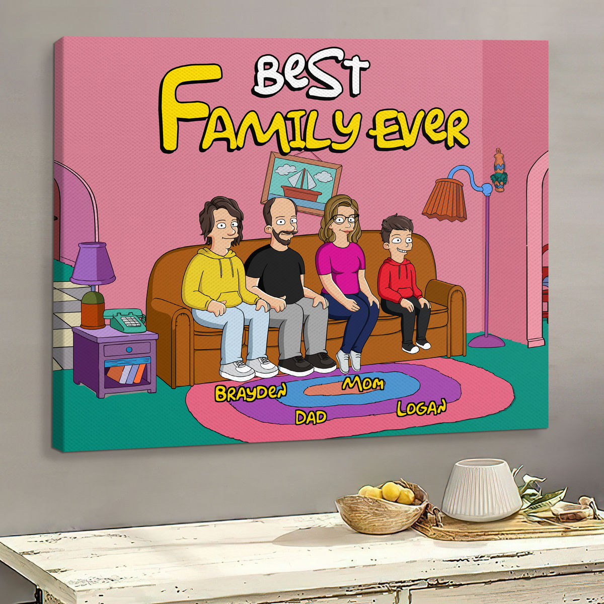 The Simpson Canvas - Best DAD/MOM/FAMILY Ever | Best gift for Father's Day 2024 (57632) - Personalized Wrapped Canvas