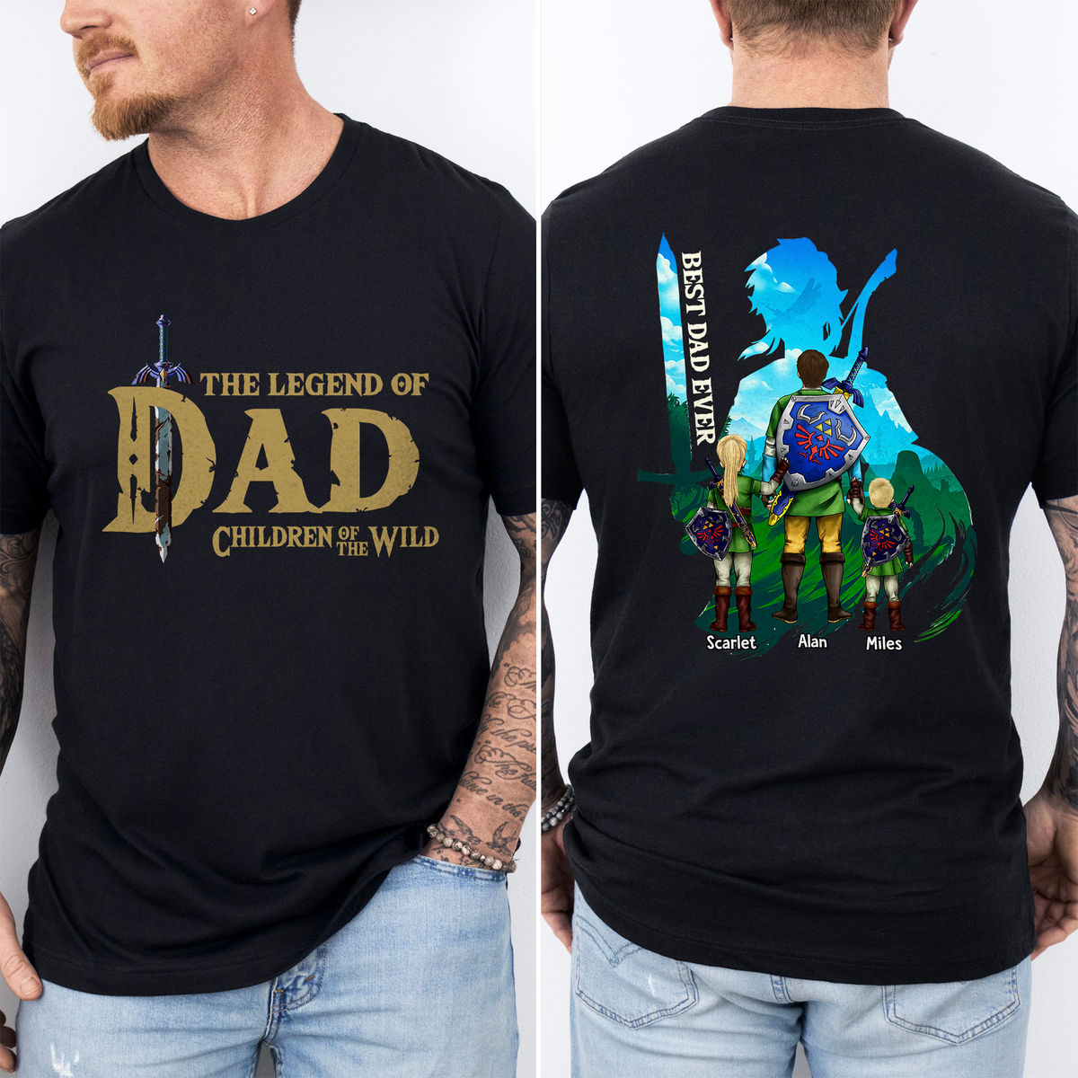 Custom Shirt - The legend of Zelda tear of the Kingdom - Best Dad Ever (v2) - Father's Day 2024 - Personalized Shirt_2