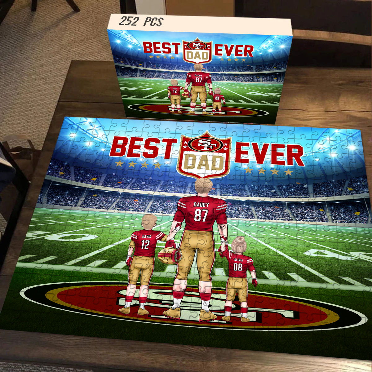 Jigsaw Puzzle Personalized - Best Dad Ever - NFL Dream Team - Game Day - Happy Father's Day - Personalized Puzzle