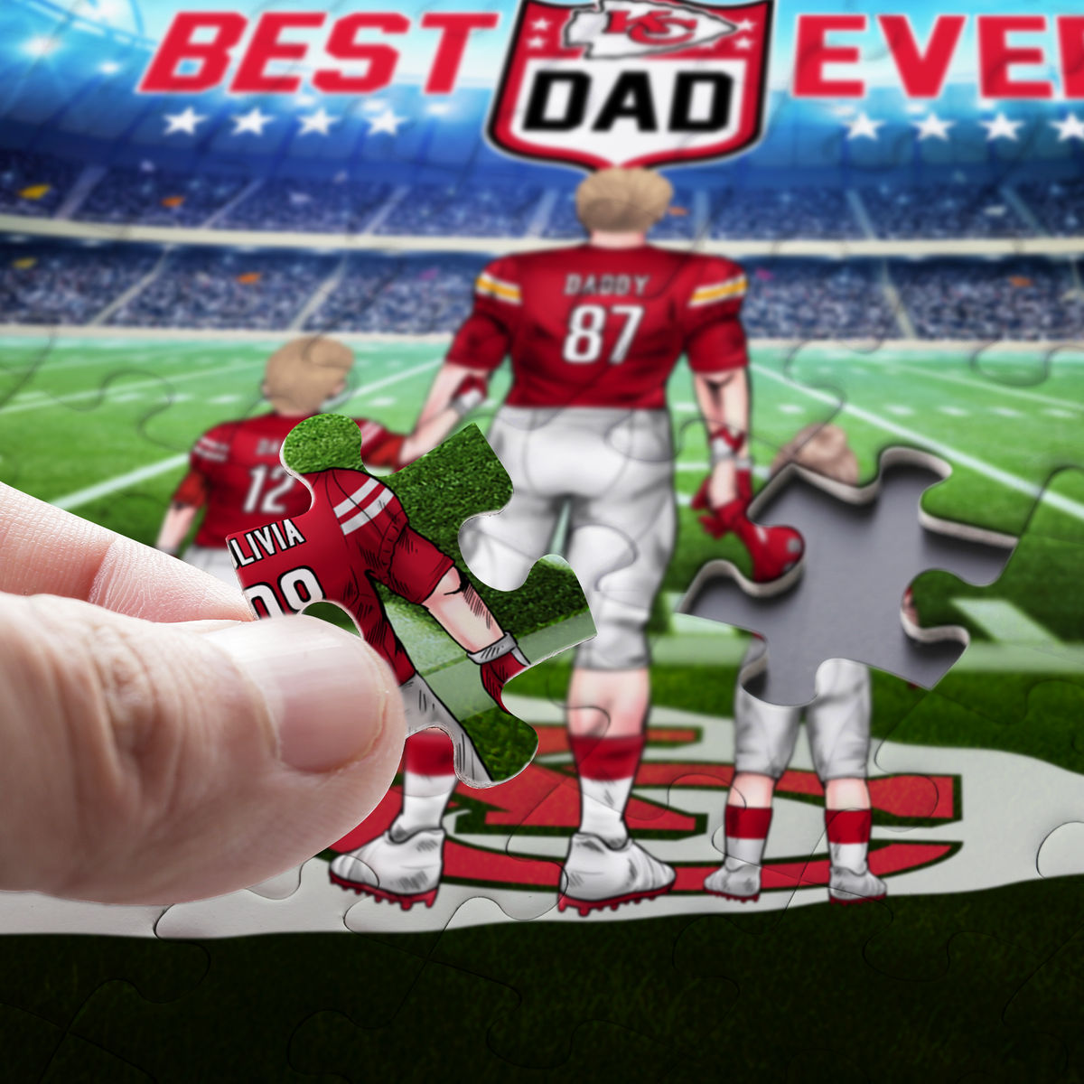 Jigsaw Puzzle Personalized - Best Dad Ever - NFL Dream Team - Game Day - Happy Father's Day (59331) - Personalized Puzzle_1
