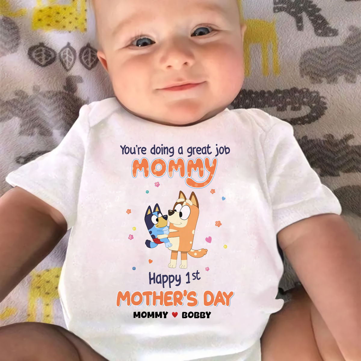Custom Baby Onesies - You're doing a great job Mommy - Happy our 1st Mother's Day - Baby Gift (59413) - Personalized Onesie_1