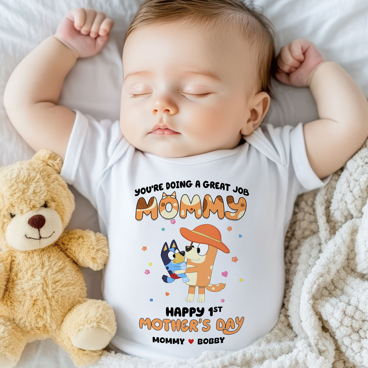 Custom Baby Onesies - You're doing a great job Mommy - Happy 1st Mother's Day - Baby Gift (59414) - Personalized Onesie