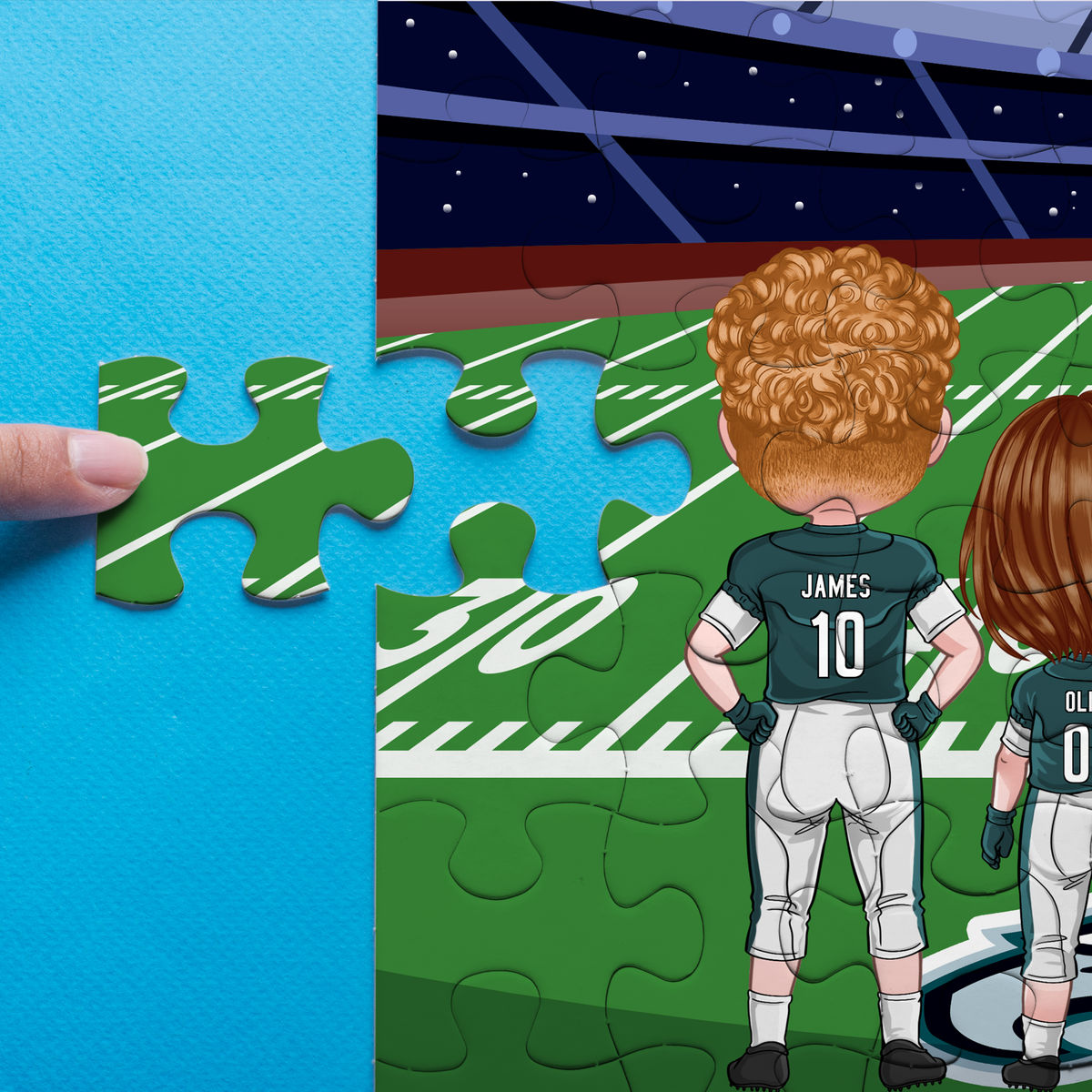 Jigsaw Puzzle Personalized - Daddy's Dream Team - NFL Team - Happy Father's Day (59650) - Personalized Puzzle_1