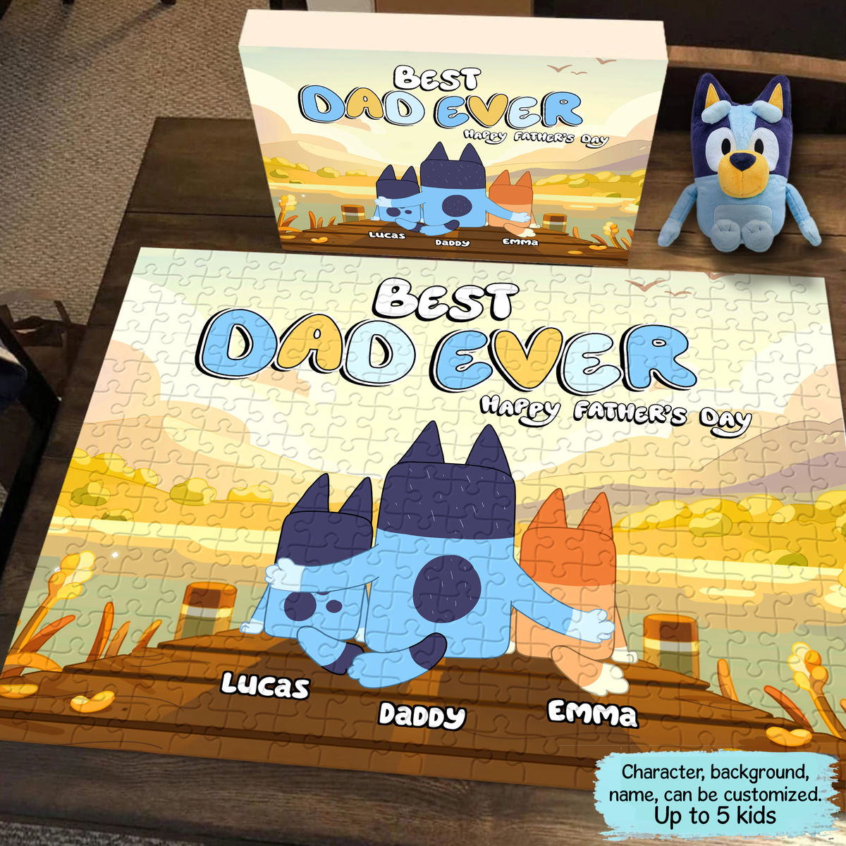 Personalized Jigsaw Puzzles - Best Dad Ever - Father's Day 2025 - Bluey Family - Personalized Puzzle