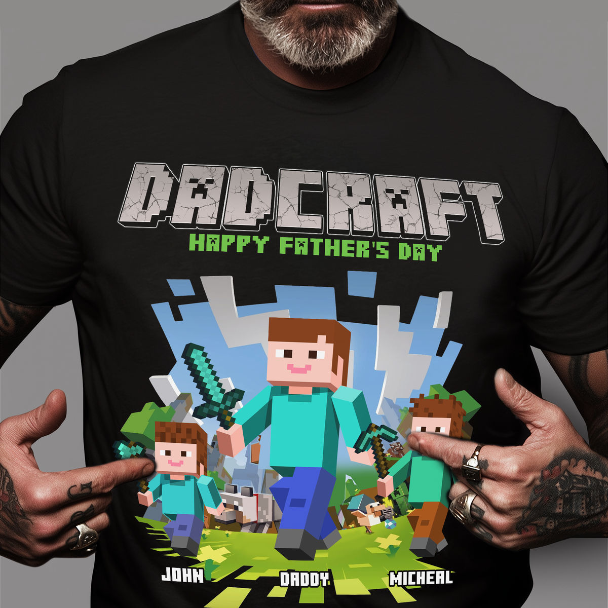 Personalized Tshirt - DadCraft - The Man The Myth The Legend - Happy Father's Day - A Minecraft Movie (60086) - Personalized Shirt_1