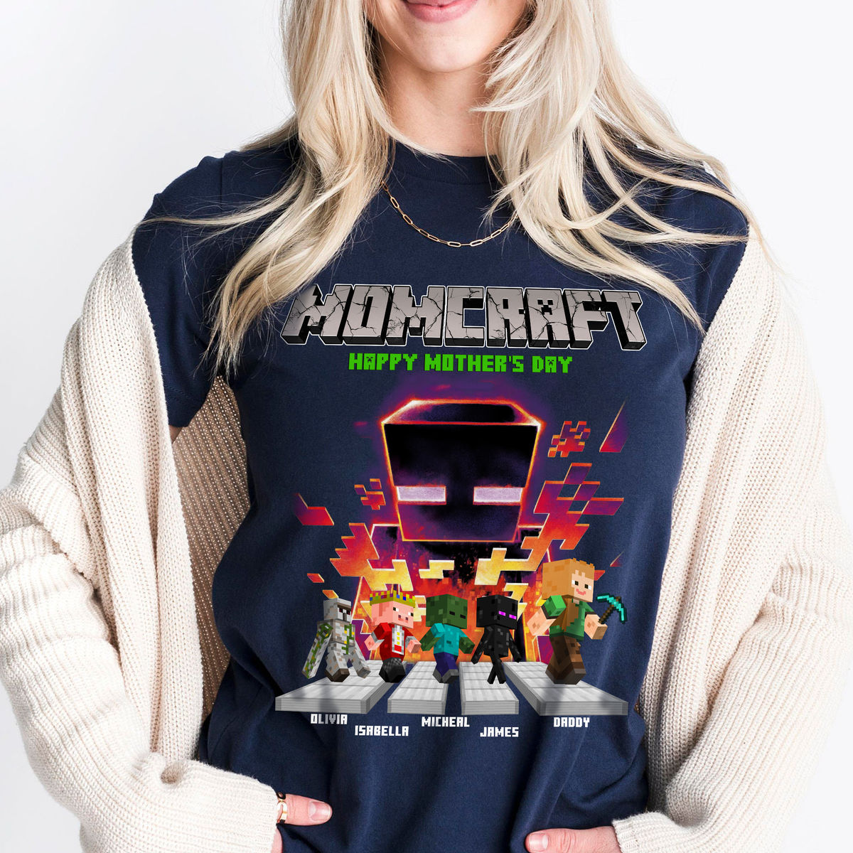 Personalized Tshirt - MomCraft - Happy Mother's Day - A Minecraft Movie - Personalized Shirt