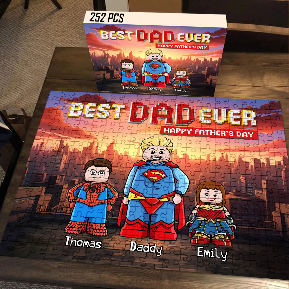 Super Dad Comic Puzzle - Best Dad Ever - Happy Father's Day (Ver 2) - Personalized Puzzle