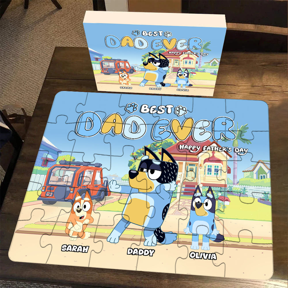 Jigsaw Puzzle Personalized - Best Dad Ever - Bluey Family (v5) - Happy Father's Day 2025 - Personalized Puzzle