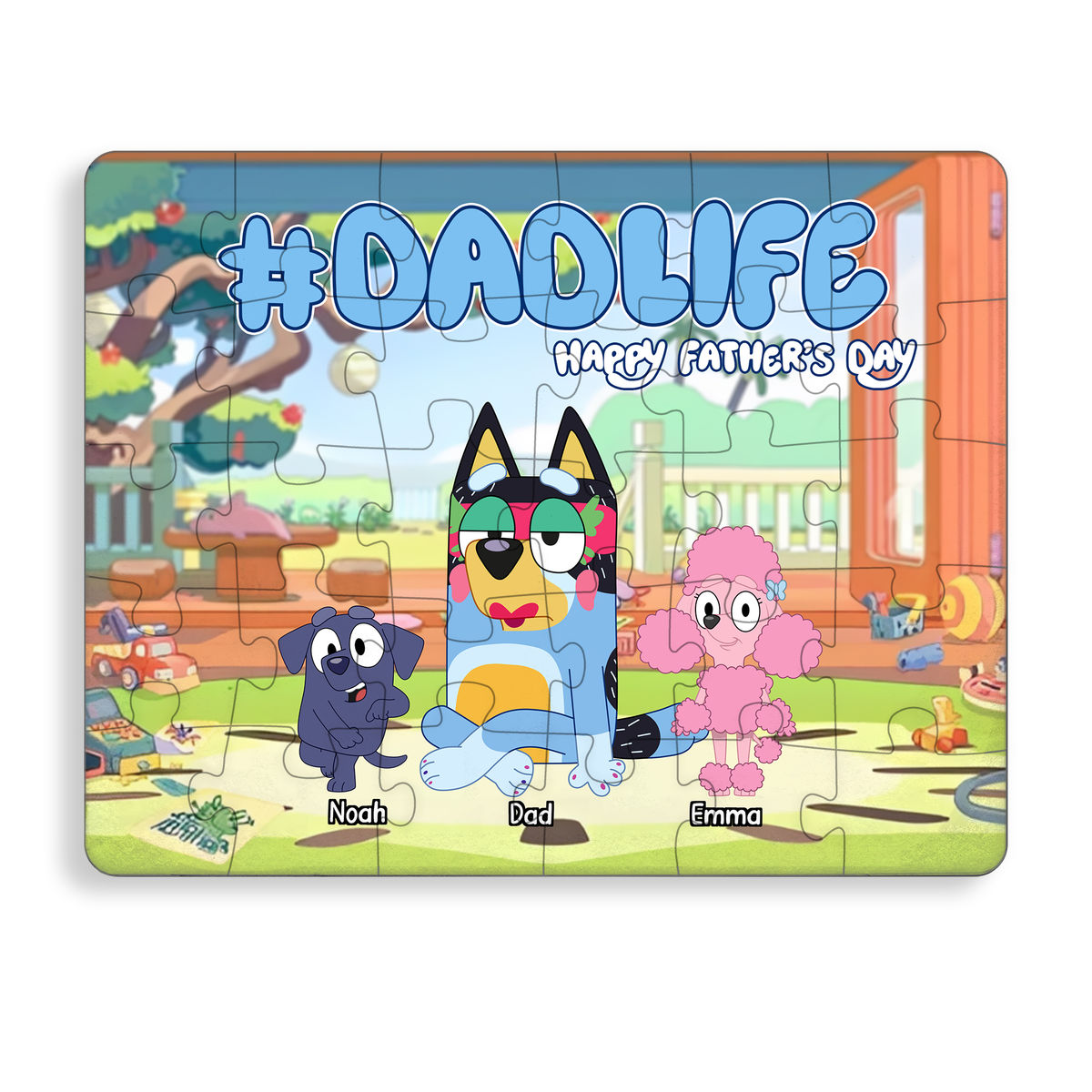 Personalized Jigsaw Puzzles - #DADLIFE - BLUEY FAMILY - Happy Father's Day - Gift for Him - Trendy Gift 2025 - Personalized Puzzle_1
