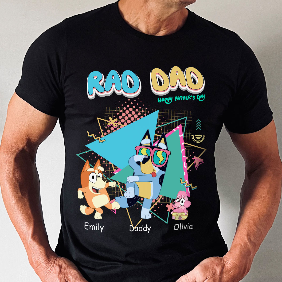 Bluey Family - Tshirt - RAD DAD - Happy Father's Day (46345) - Personalized Shirt
