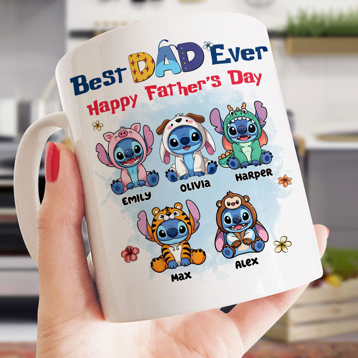 Stitch Mug - Personalized Mug - Best Dad Ever, Happy Father's Day - Lovely Gift For Dad, Father's Day Trendy 2025 - Personalized Mug