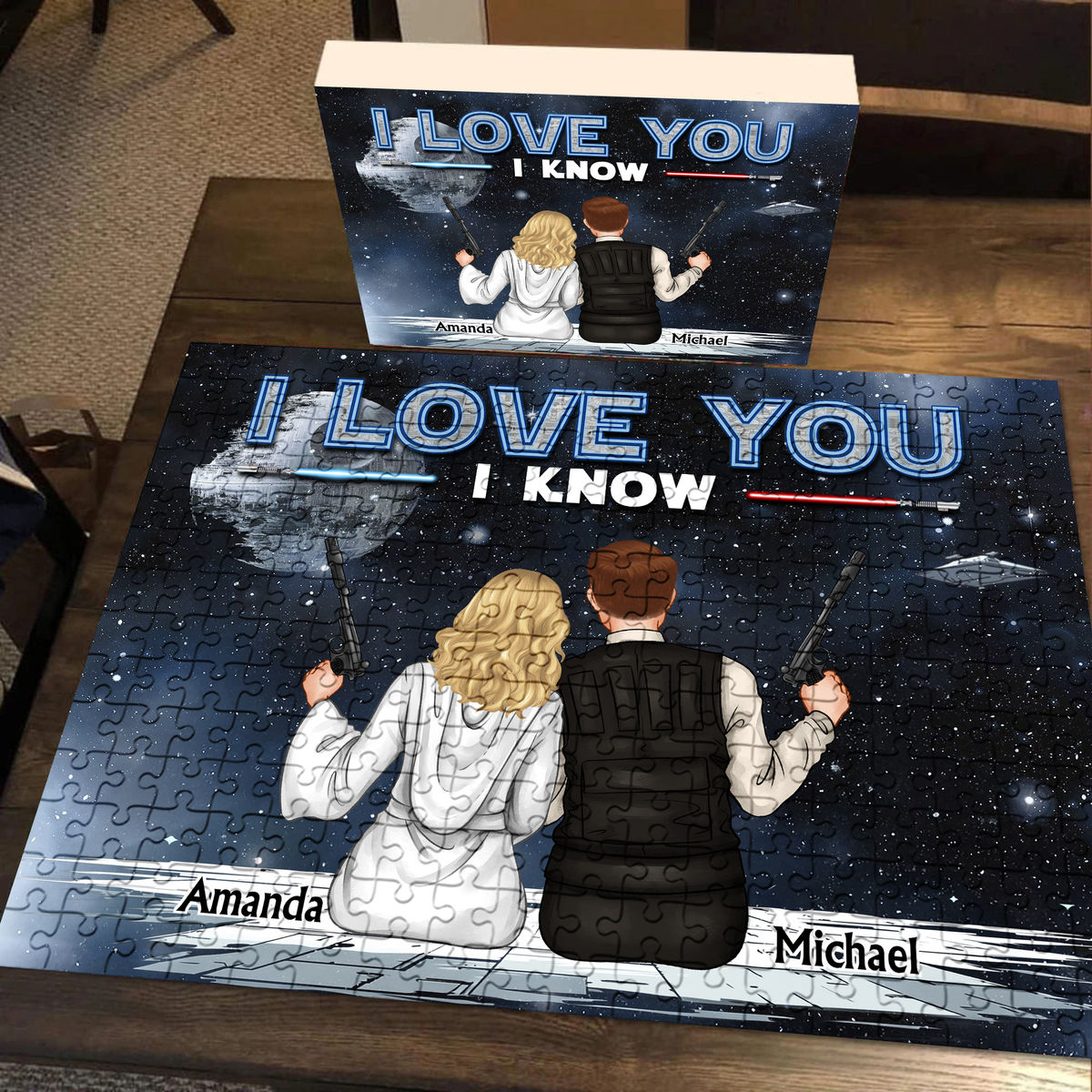 Personalized Jigsaw Puzzles - Star Wars Gift - I Love You . I Know - Gift for Couple, Husband, Wife - Anniversary Gift - Personalized Puzzle