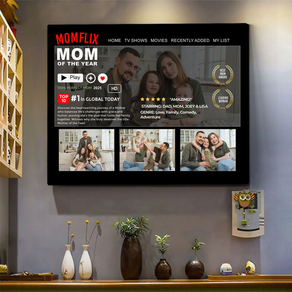 Personalized Canvas - Momflix - Review Mom Movie - Trending 2025 - Personalized Photo Wrapped Canvas