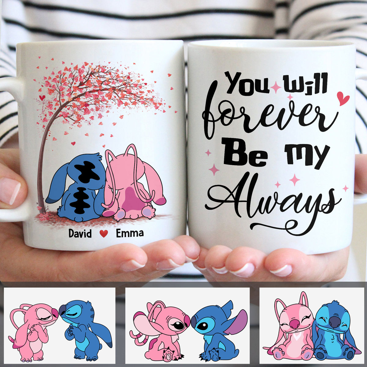 You will forever be my Always - Stitch and Angel Gift - Personalized gift - Best Gift For Couple