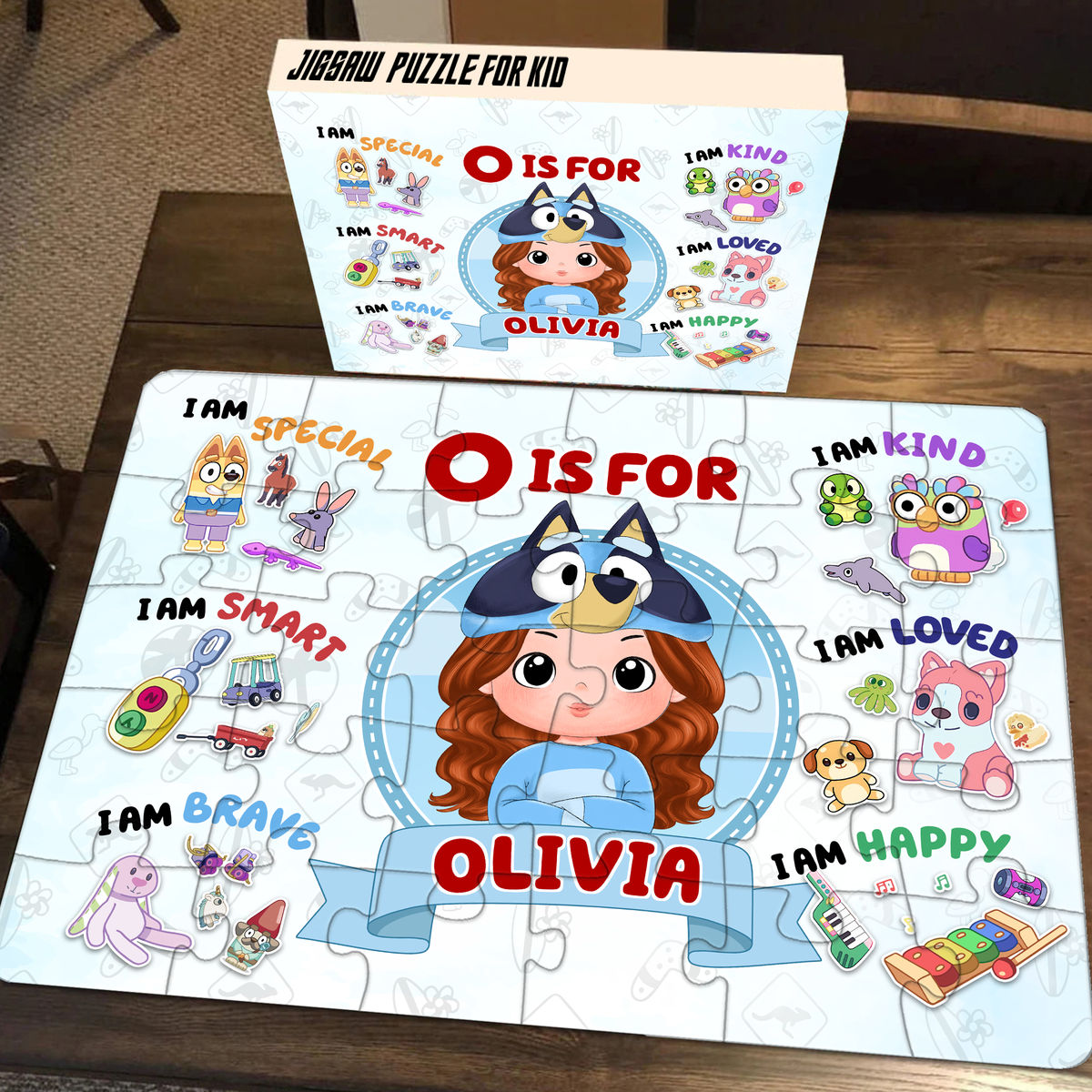 Trendy Gift for Grandkids - O Is for Olivia - Bluey Family - Back to School Gift - Birthday Gift - Gift for Little Princess (61484) - Personalized Puzzle_2