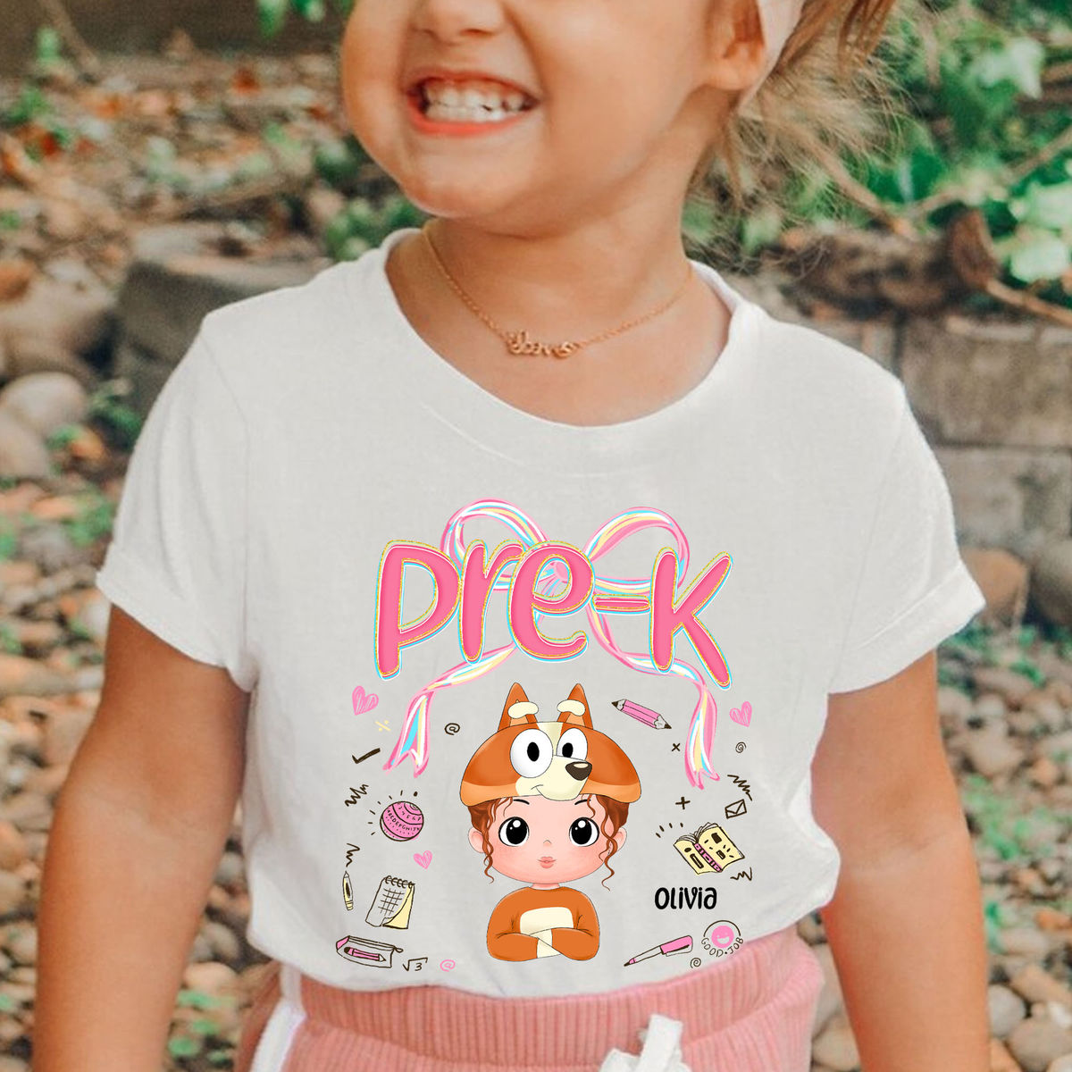 Bluey Back to School - Olivia Hello Pre-K - Happy Back to School - Gift for Grandkis - Trendy Gift 2025 - Back to School Gift - Gift for Your Little Princess - Personalized Shirt_1