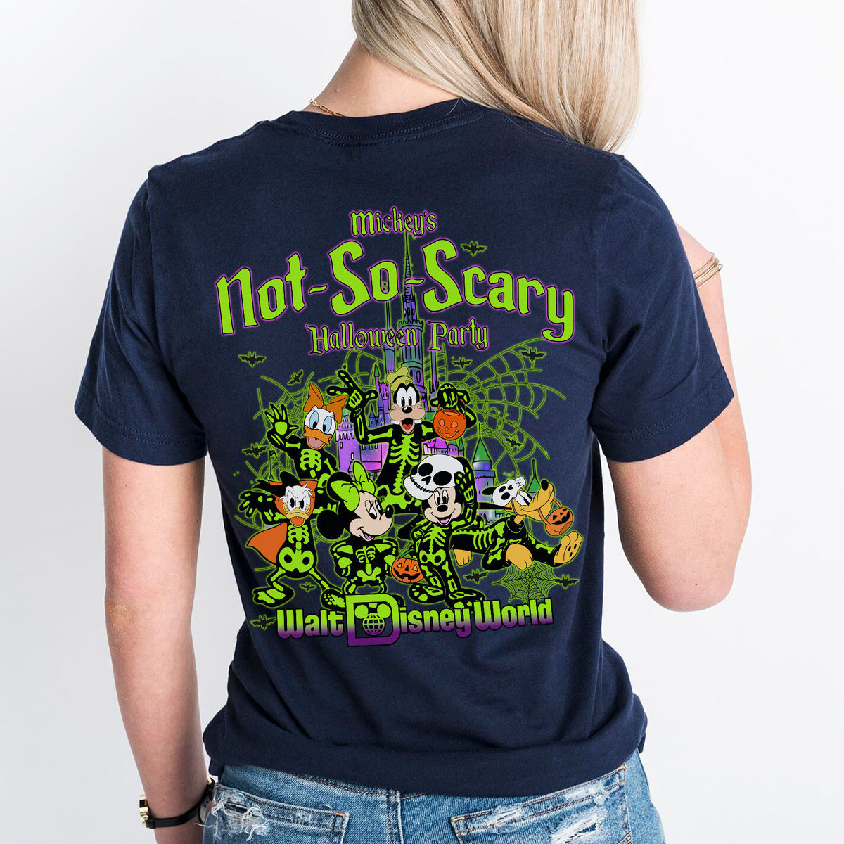 Personalized Tshirt - Not So Scary Halloween Party 2025 All Characters Skeleton Shirt, Disney Halloween Shirt, 2025 Halloween Disney Family Shirt - Personalized Shirt_2