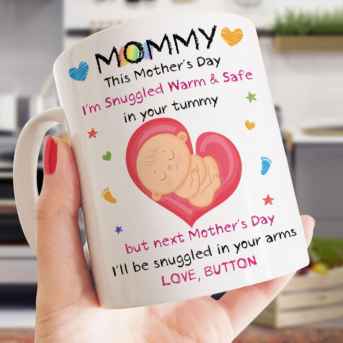 Lovely Baby Bump Mug - Happy First Mother's Day - Trendy 2025 (49215)