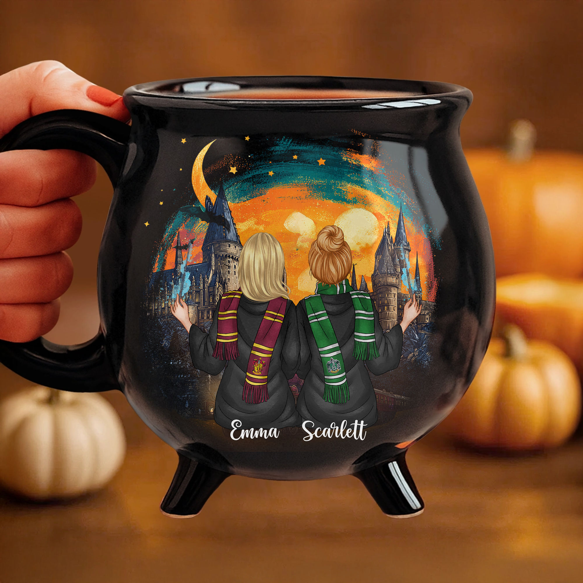 Custom Wine Glass - Personalized Halloween Witchy  Gifts For Women, Besties, Sisters, BFF - Witching You Were Here