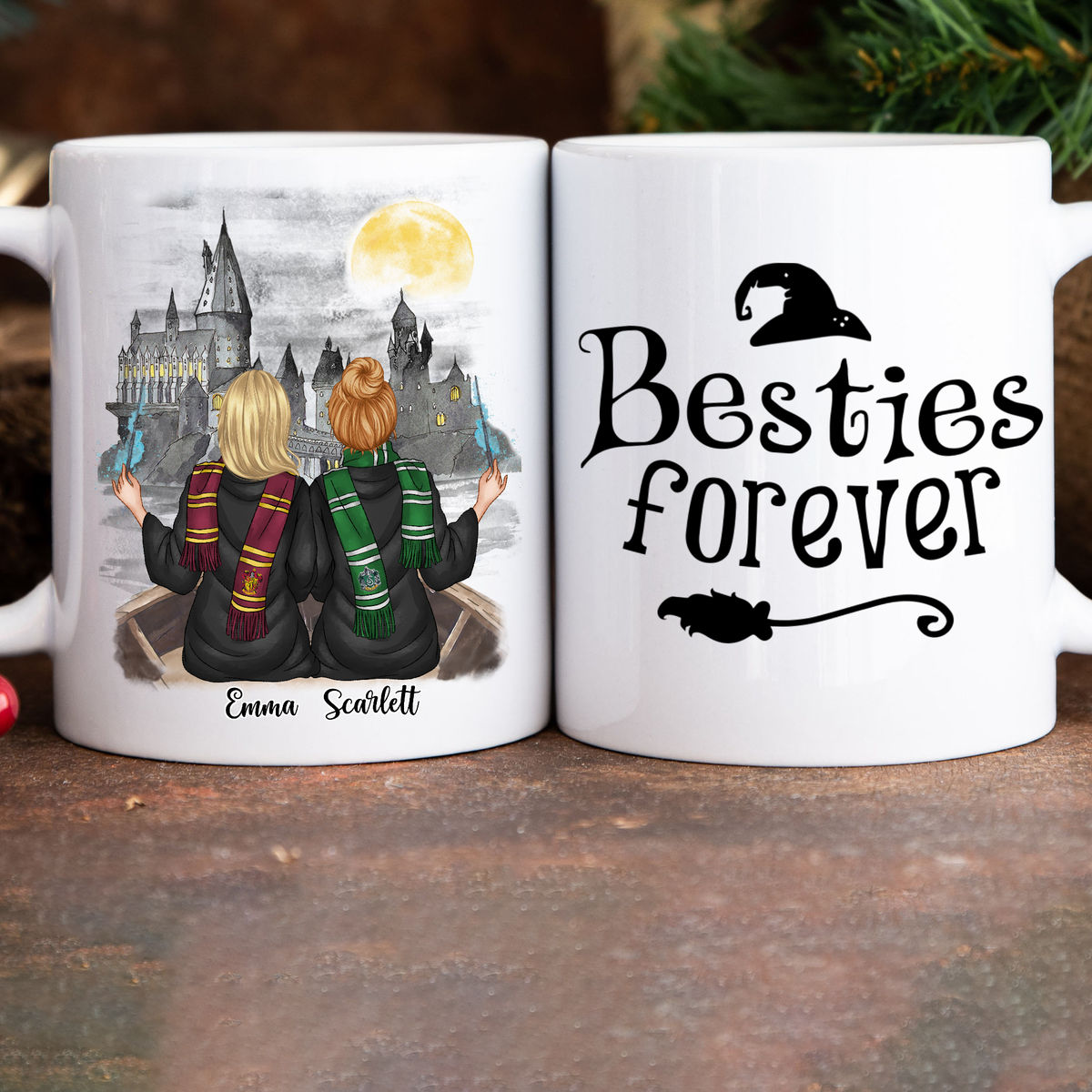 Personalized Mug Hogwarts - Besties Forever - Halloween Mug Gift, Sisters Gift, Hogwarts Fan Limited Edition 2025 - Personalized Mug_1