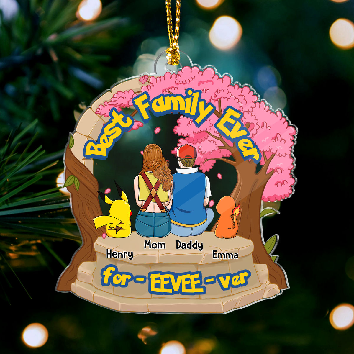 Acrylic Ornament - PokéFamily - Gift for Family Christmas Holiday 2025 - Personalized Ornament_4