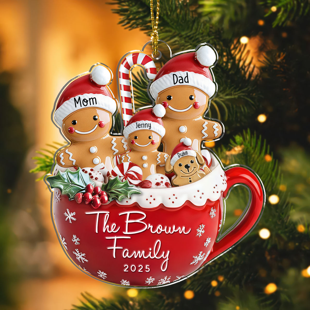 Gingerbread Christmas Family Ornament