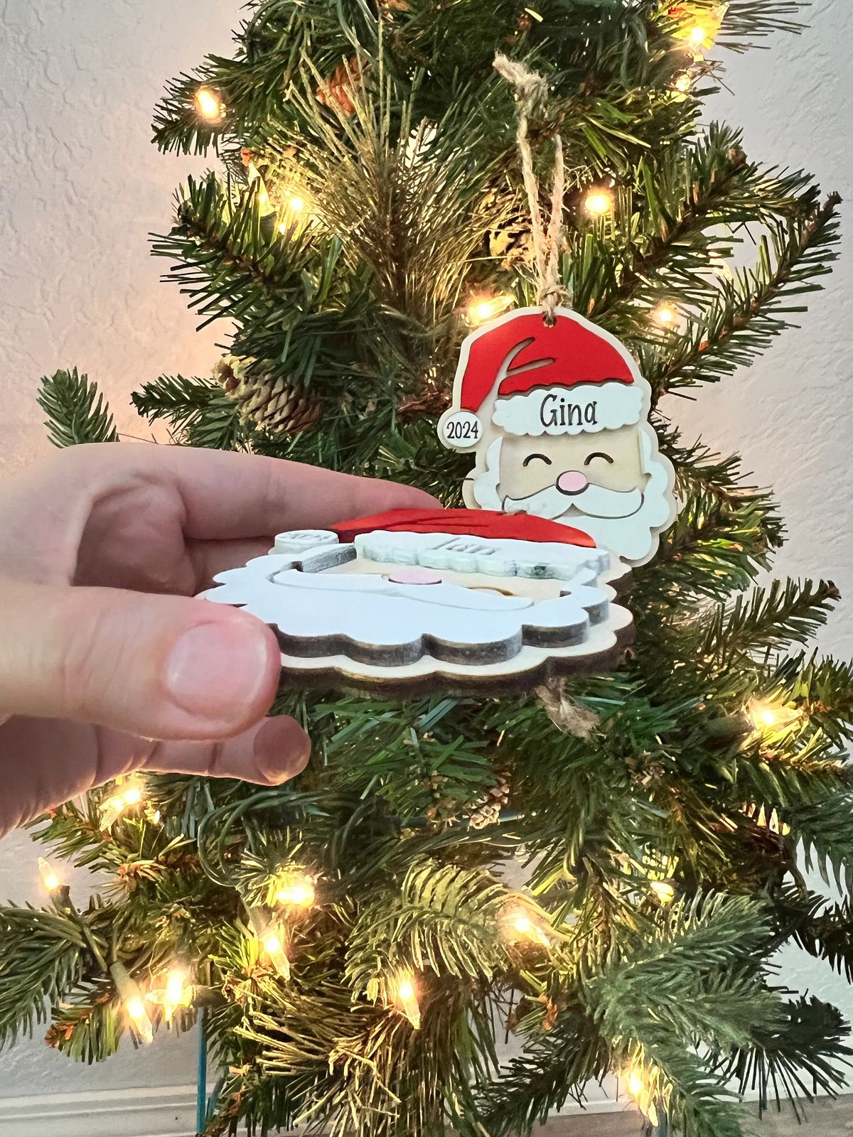 Personalized Set - Personalized Santa Christmas Ornament - Laser Cut Wood Holiday Bauble_5