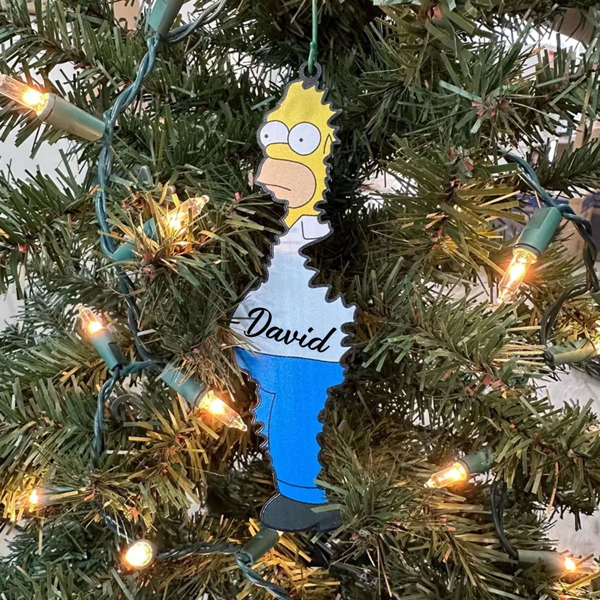 Custom Acrylic Ornament - Homer Simpson Bush Meme - Gift for Christmas - Personalized Ornament_2