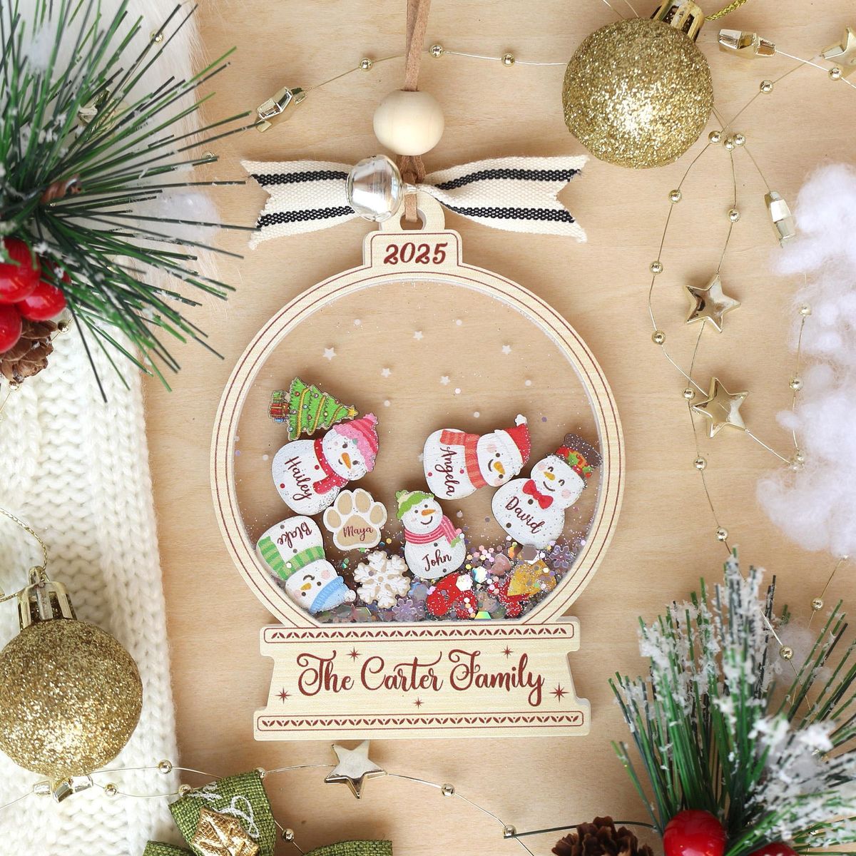 Personalized Snowman Family Christmas Ornament