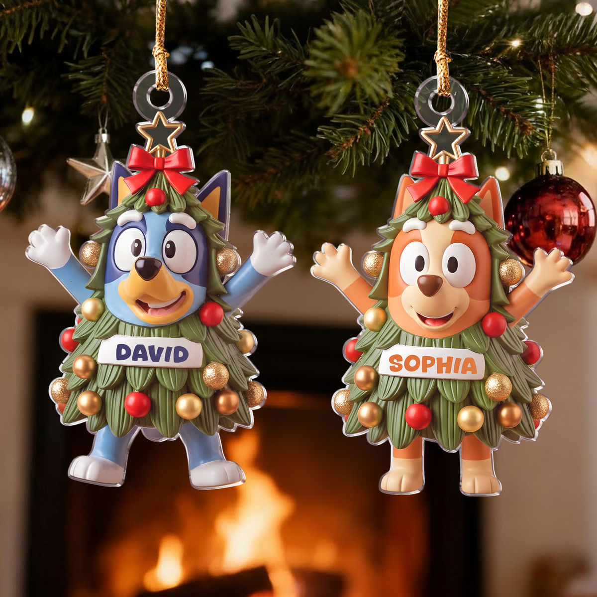 Personalized Bluey Name Ornament – Cute 3D Resin Christmas Tree Gift 2025