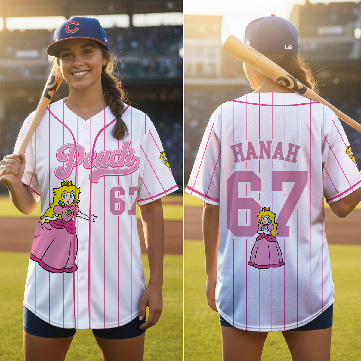 Personalized Set - Personalized Super Mario Baseball Jersey - Mario Family Shirts, Princess Peach Jersey, Jersey for Kids, Youth & Adults, Mario Birthday Gift (A)_2