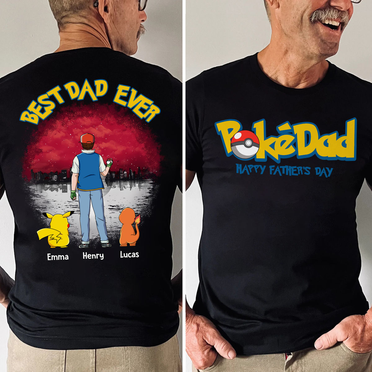 Personalized Shirt - Pokemon Gift - Best Dad Ever - Gift for Father's Day 2026 - Personalized Shirt