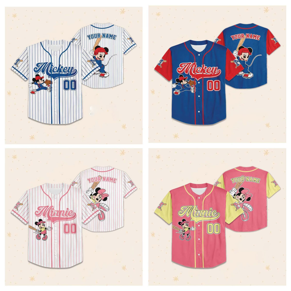 Personalized Set - Custom Name & Number Disney Mickey and Friends - Special Baseball Collection, Choose Style Jersey, Disneyland Birthday Gift, Disney Lover_1