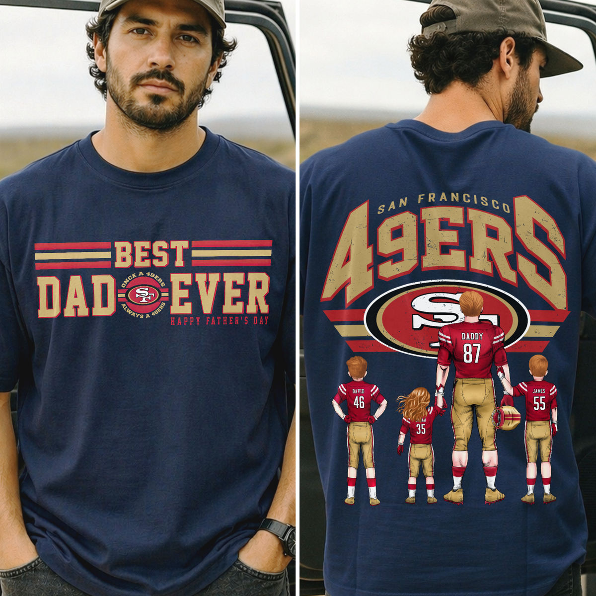 Personalized Tshirt - Best Dad Ever - Happy Father's Day - NFL Limited Edition Gift 2026 - Personalized Shirt_1