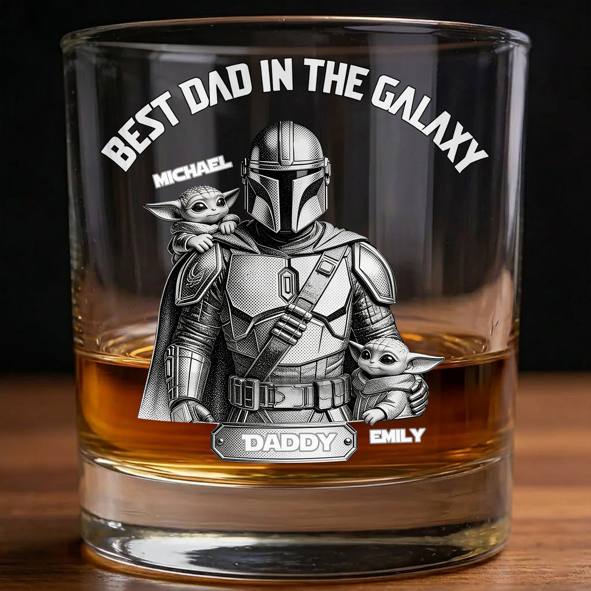 Personalized Whiskey Glass - Star War - Best Dad In The Galaxy - Gift For Dad - Father's Day Gift - Father's Day 2026 - Personalized Whiskey Glass_3