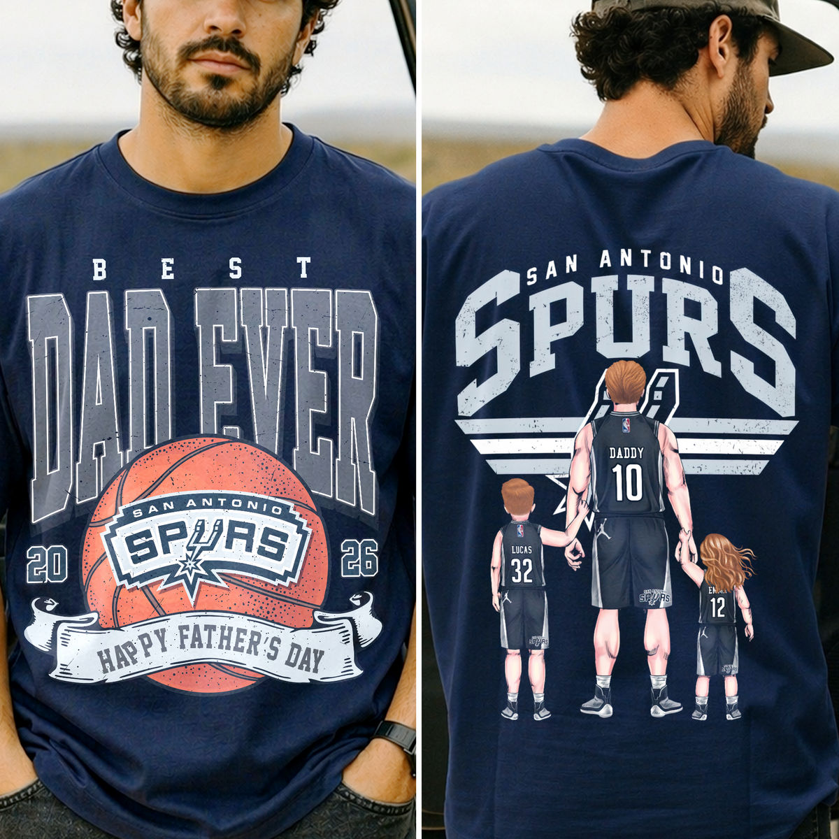 Personalized Tshirt - Retro Vintage - Best Dad Ever - Happy Father's Day - NBA Limited Edition Gift 2026 - Personalized Shirt_1