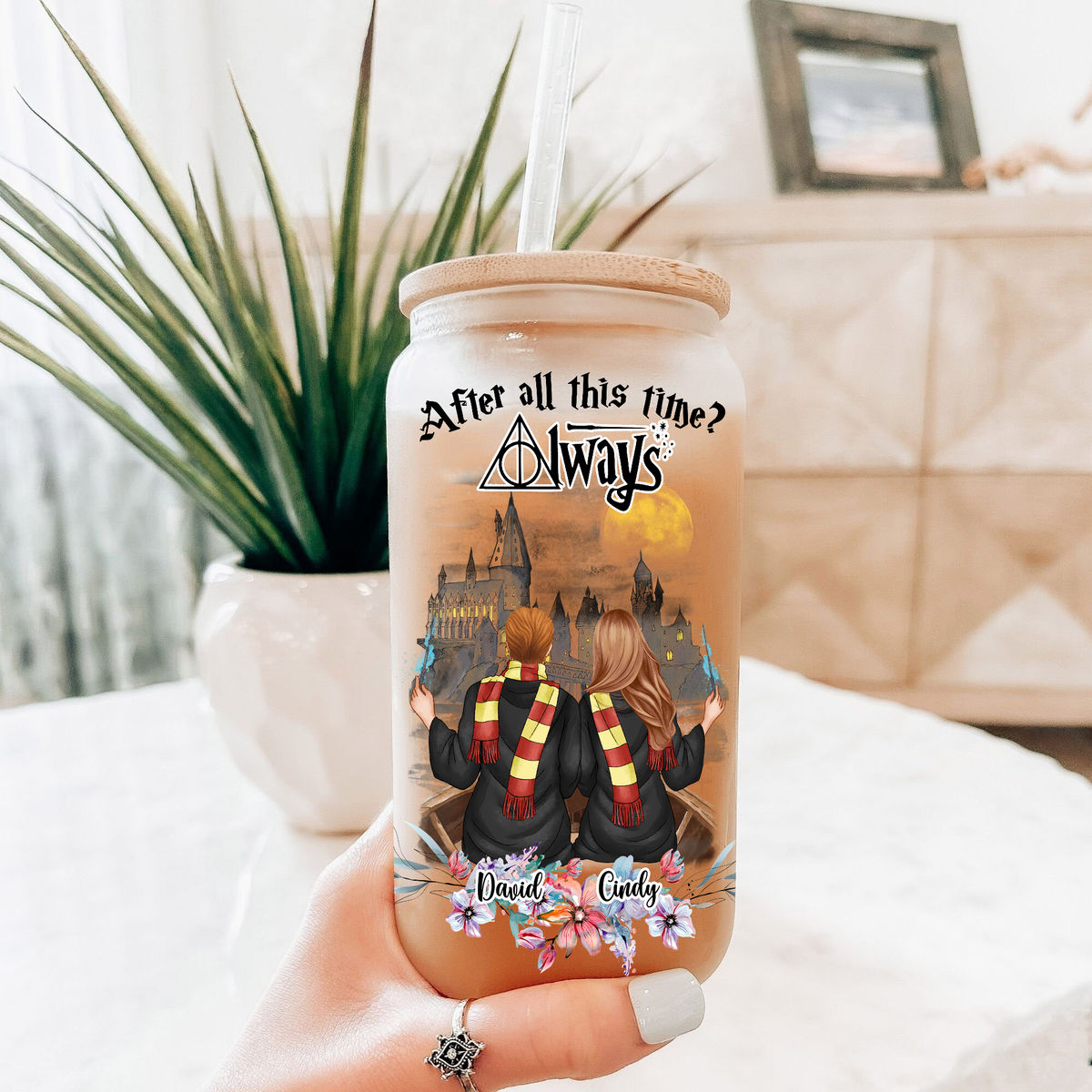 couple - Glass Tumbler - After all this time Always - Personalized Tumbler_4