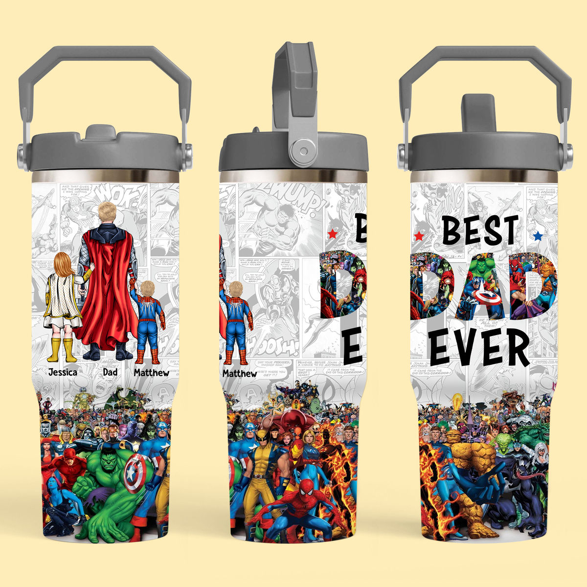 Tumbler Cup - Best Dad Ever - Super DAD Comic - Personalized Tumbler_3