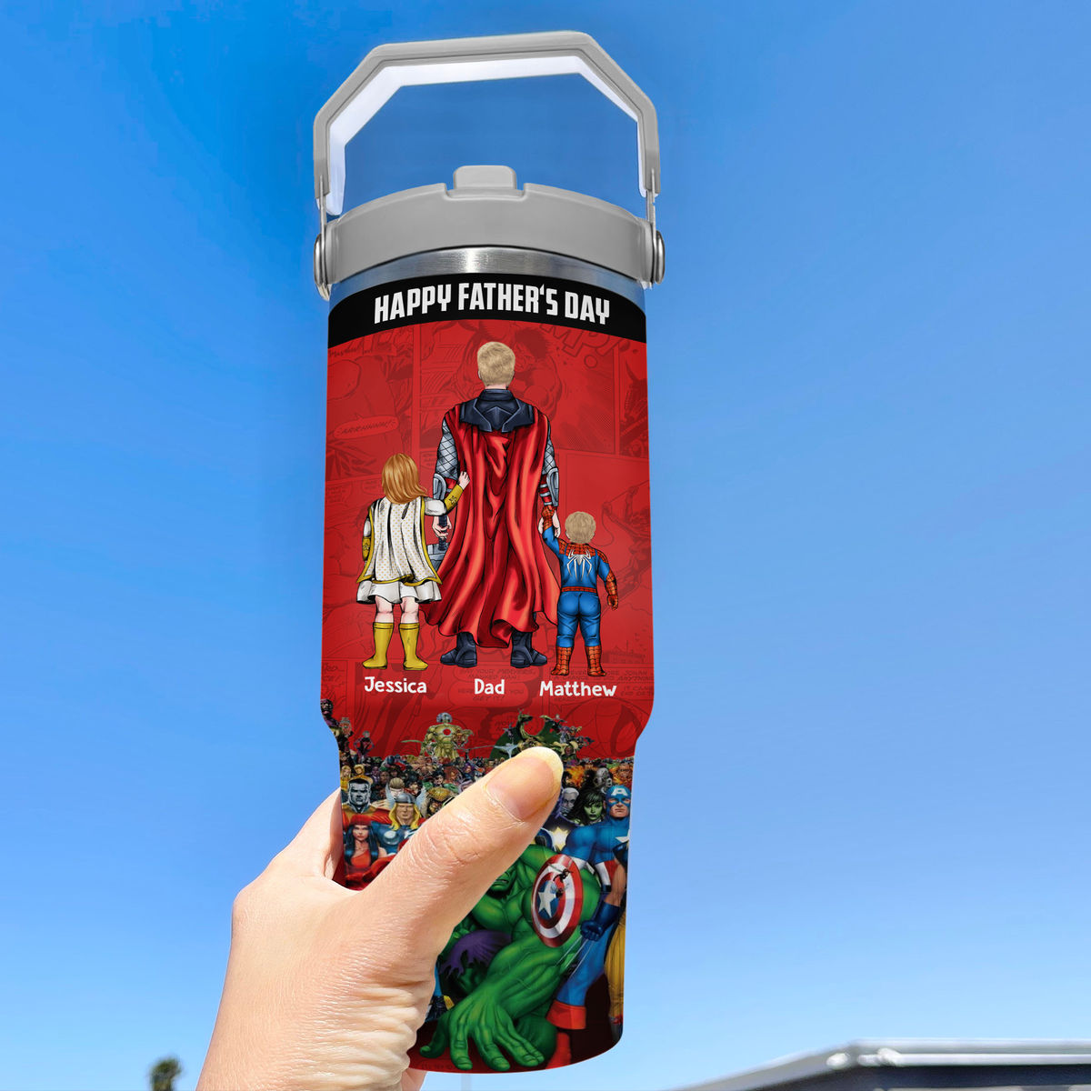 Tumbler Cup - Best Mom/Dad Ever - Comic Super Hero X Coca cola - Limited Edition 2024 - Personalized Tumbler_3