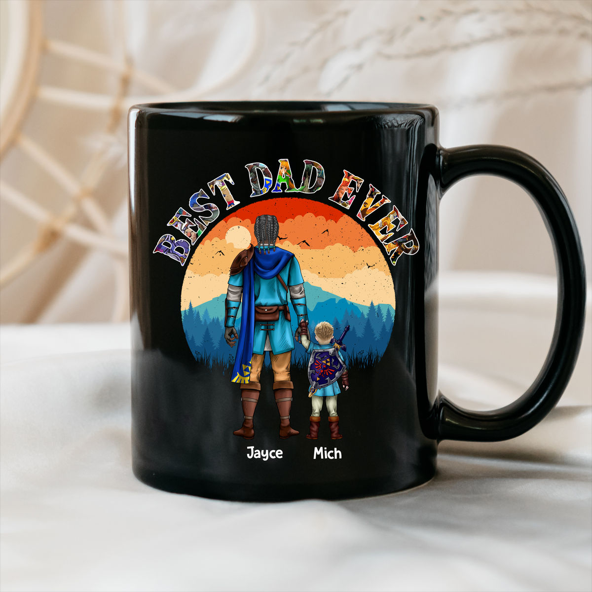 Custom Black Mug - The legend of Zelda tear of the Kingdom - Best Dad Ever - Father's Day 2024 - Personalized Mug_3